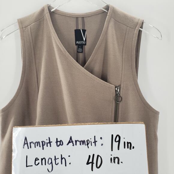 Valette Dress Womens Large Beige Zip Up Asymmetrical Hem Structured Pockets - Picture 8 of 8